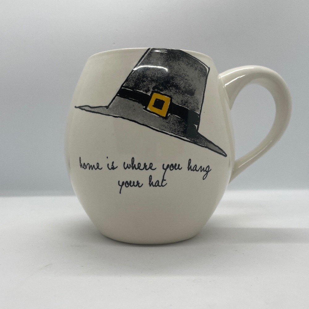 Rae Dunn Thanksgiving Home Is Where You Hang Your Hat Coffee Mug Pilgrim Hat